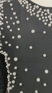 Pearl Embellished Black Dress