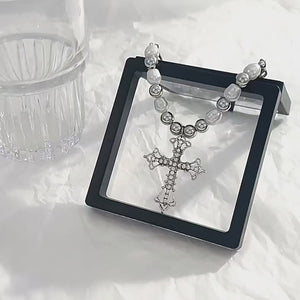 Men's Pearl Cross Necklace