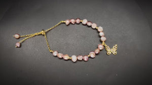 Pearl Butterfly Ladies Charm Bracelet