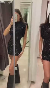 Black Sequin Mini Dress