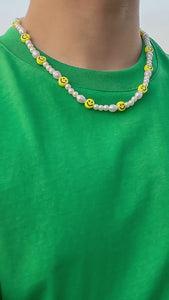 Men's Smiley Face Pearl Necklace