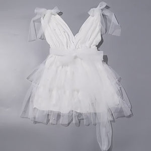 White Tulle Pearl Dress