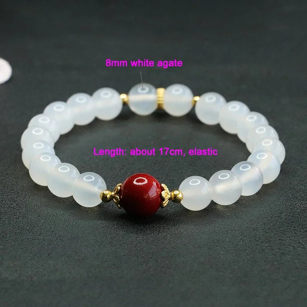 Red Agate White Crystal Pearl Bracelets