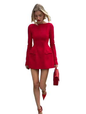 Red Mini Dress With Long Sleeves