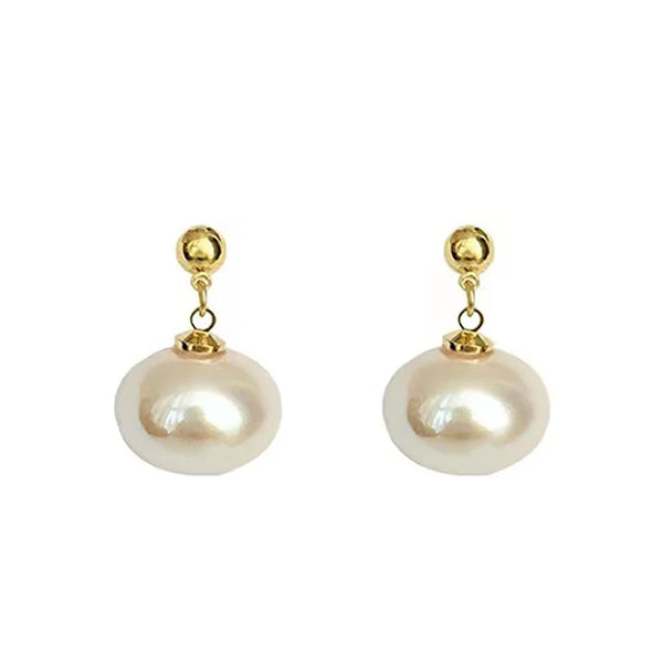 Simple Flat Pearl Earrings Drop