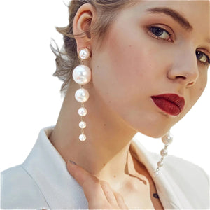 White Pearl Drop Earrings