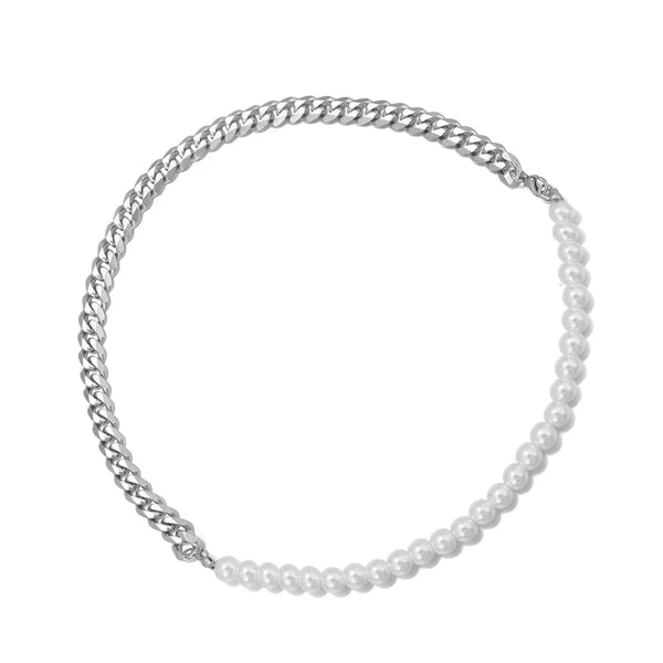 White Pearl Mens Necklace