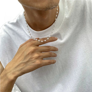 White Pearl Necklace For Men's