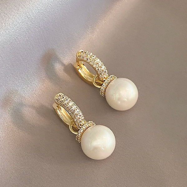 White Pearls Drop Earrings