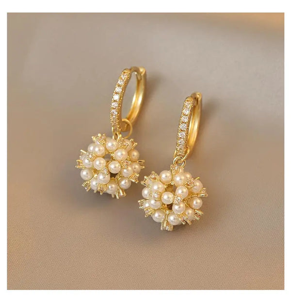 Wind Rice Beads Fireworks Ball Pearl Drop Earring