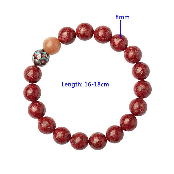 Wine Red Lotus Pearl Bracelet