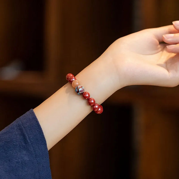 Wine Red Lotus Pearl Bracelet